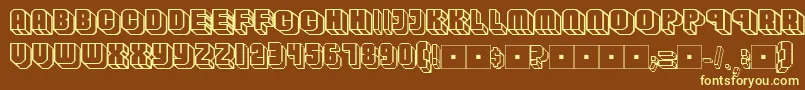 Habbofont-Schriftart – Gelbe Schriften auf braunem Hintergrund