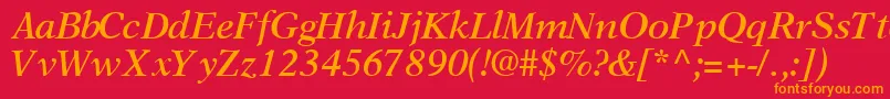 フォントOrchidsskBoldItalic – 赤い背景にオレンジの文字