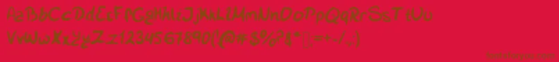 Smismi-Schriftart – Braune Schriften auf rotem Hintergrund
