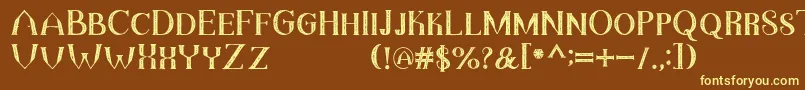 TheDarkTitanVintage-fontti – keltaiset fontit ruskealla taustalla