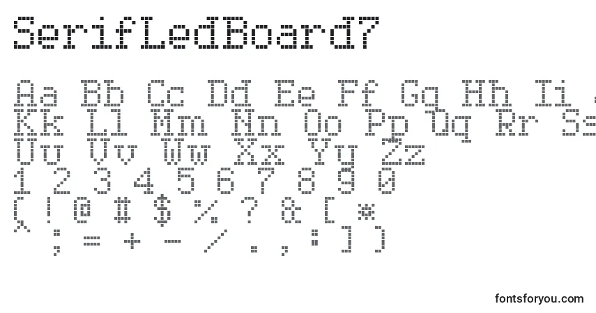 Czcionka SerifLedBoard7 – alfabet, cyfry, specjalne znaki