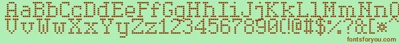 Шрифт SerifLedBoard7 – коричневые шрифты на зелёном фоне