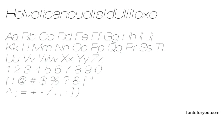 A fonte HelveticaneueltstdUltltexo – alfabeto, números, caracteres especiais