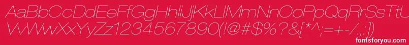 HelveticaneueltstdUltltexo-Schriftart – Weiße Schriften auf rotem Hintergrund