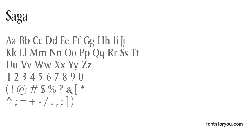 Schriftart Saga – Alphabet, Zahlen, spezielle Symbole