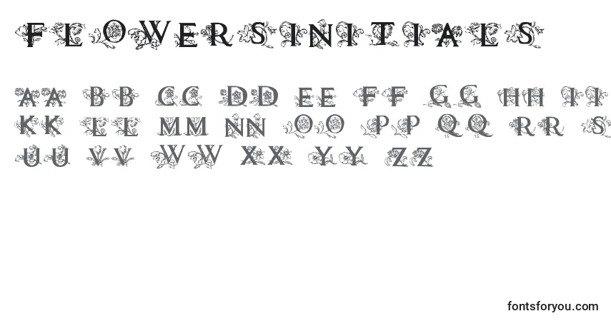 Шрифт Flowersinitials – алфавит, цифры, специальные символы