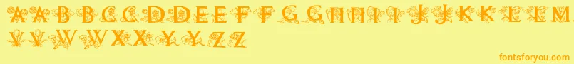 Flowersinitials Font – Orange Fonts on Yellow Background