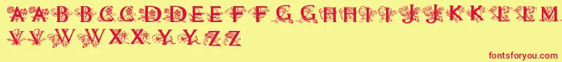 Flowersinitials Font – Red Fonts on Yellow Background