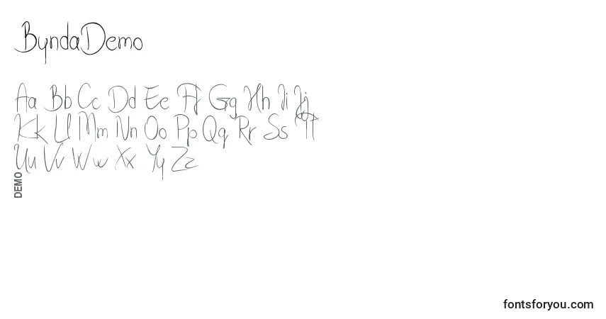 Czcionka ByndaDemo – alfabet, cyfry, specjalne znaki