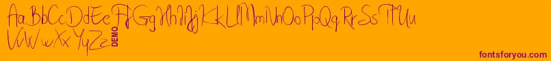 ByndaDemo-Schriftart – Violette Schriften auf orangefarbenem Hintergrund