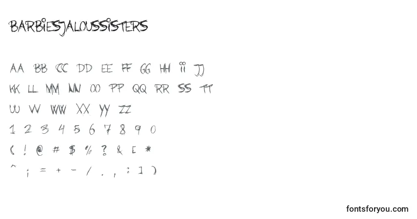 Schriftart Barbiesjaloussisters – Alphabet, Zahlen, spezielle Symbole