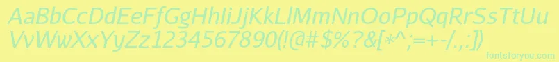 AurulentsansItalic Font – Green Fonts on Yellow Background