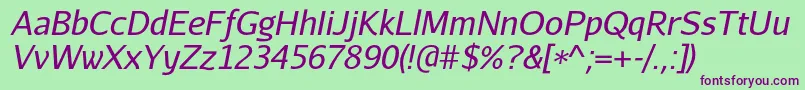 AurulentsansItalic Font – Purple Fonts on Green Background