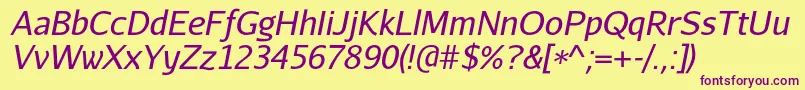 AurulentsansItalic Font – Purple Fonts on Yellow Background