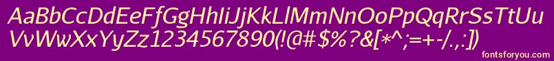 AurulentsansItalic Font – Yellow Fonts on Purple Background