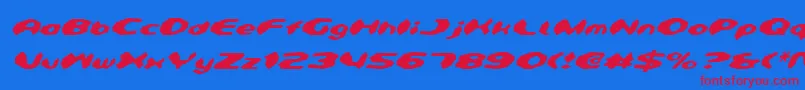 フォントDetonv2i – 赤い文字の青い背景