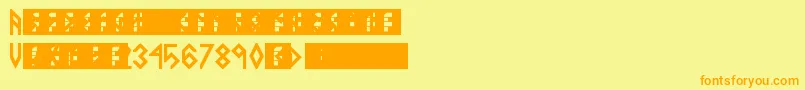 フォントVikingMiddleRunesBold – オレンジの文字が黄色の背景にあります。