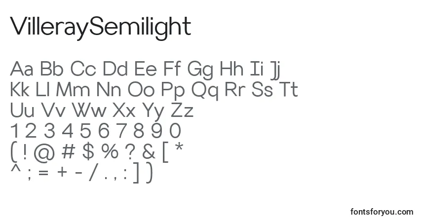 Police VilleraySemilight - Alphabet, Chiffres, Caractères Spéciaux