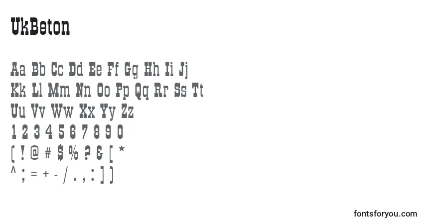 Czcionka UkBeton – alfabet, cyfry, specjalne znaki