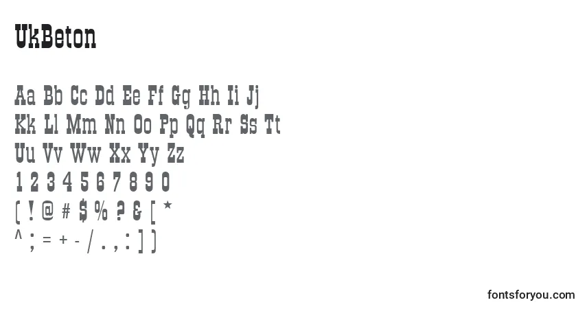 UkBetonフォント–アルファベット、数字、特殊文字