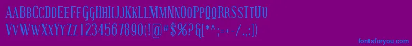 CovingtonScCond-Schriftart – Blaue Schriften auf violettem Hintergrund