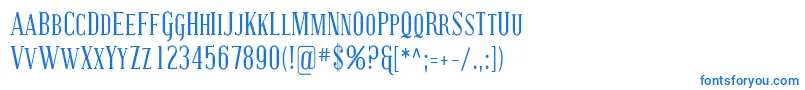 CovingtonScCond-Schriftart – Blaue Schriften auf weißem Hintergrund
