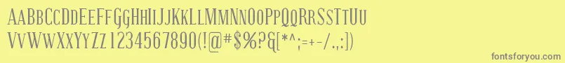 CovingtonScCond-Schriftart – Graue Schriften auf gelbem Hintergrund