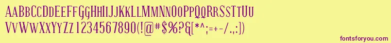 CovingtonScCond-fontti – violetit fontit keltaisella taustalla