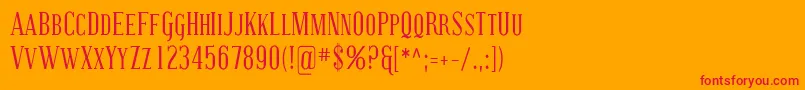 Fonte CovingtonScCond – fontes vermelhas em um fundo laranja