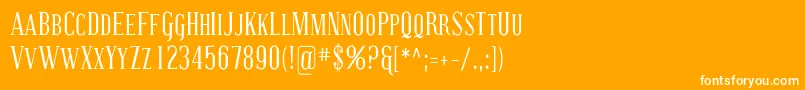 CovingtonScCond-Schriftart – Weiße Schriften auf orangefarbenem Hintergrund