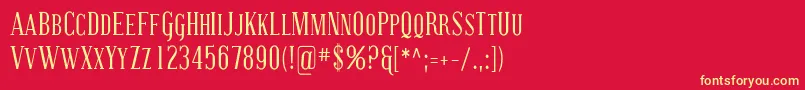 CovingtonScCond-fontti – keltaiset fontit punaisella taustalla