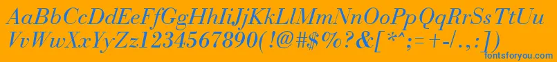 Шрифт NecItalicLite – синие шрифты на оранжевом фоне