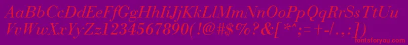 フォントNecItalicLite – 紫の背景に赤い文字