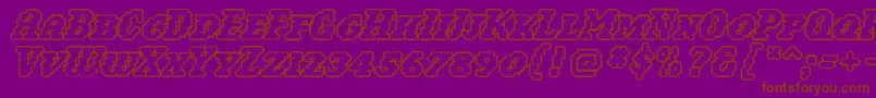 Woollyoutline-Schriftart – Braune Schriften auf violettem Hintergrund