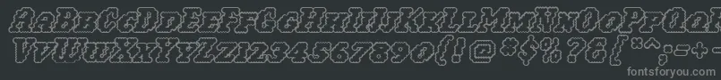 Woollyoutline-fontti – harmaat kirjasimet mustalla taustalla