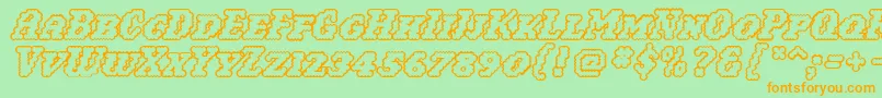 Woollyoutline Font – Orange Fonts on Green Background