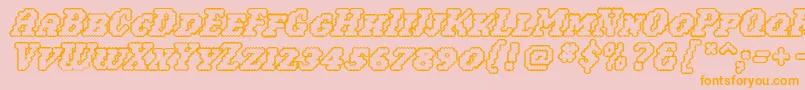 Fonte Woollyoutline – fontes laranjas em um fundo rosa