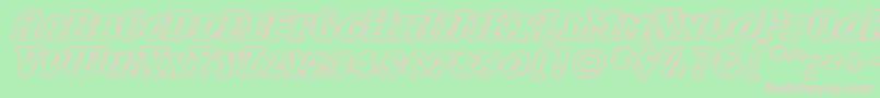 Woollyoutline-Schriftart – Rosa Schriften auf grünem Hintergrund