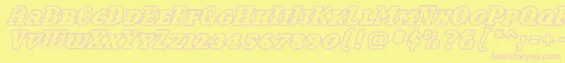 フォントWoollyoutline – ピンクのフォント、黄色の背景