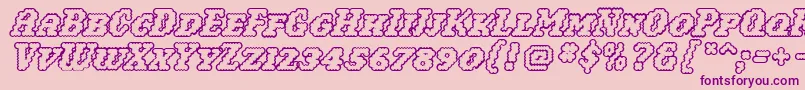 Fonte Woollyoutline – fontes roxas em um fundo rosa