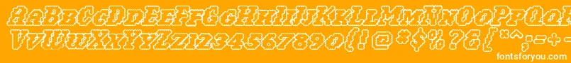 Woollyoutline-Schriftart – Weiße Schriften auf orangefarbenem Hintergrund