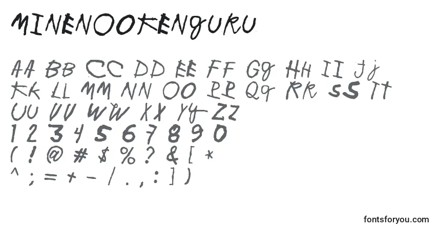 A fonte MinenOoKenguru – alfabeto, números, caracteres especiais