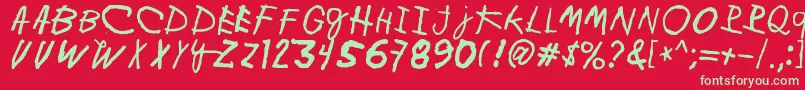 MinenOoKenguru Font – Green Fonts on Red Background