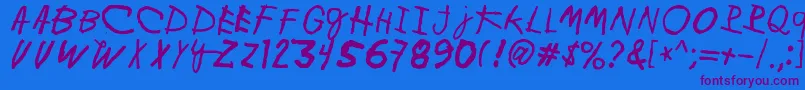 MinenOoKenguru Font – Purple Fonts on Blue Background
