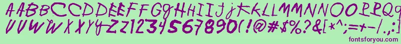 MinenOoKenguru-Schriftart – Violette Schriften auf grünem Hintergrund
