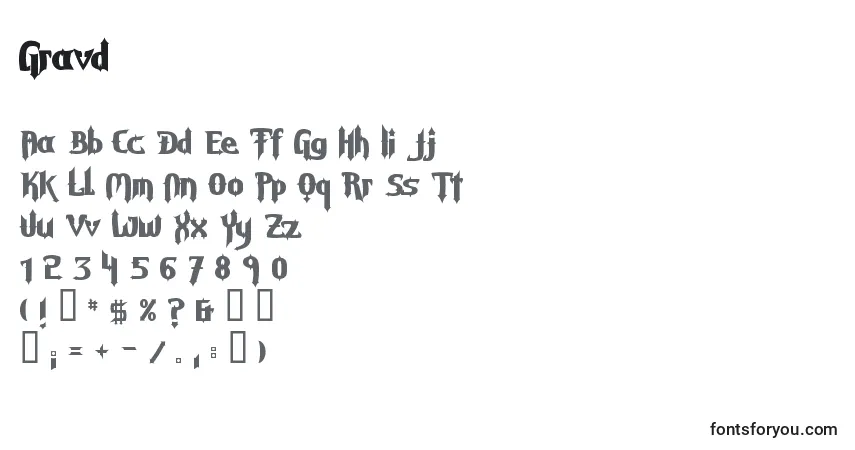 Schriftart Gravd – Alphabet, Zahlen, spezielle Symbole