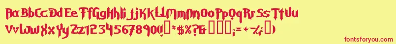 フォントGravd – 赤い文字の黄色い背景