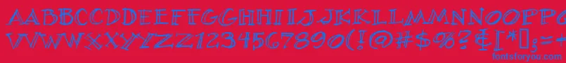 フォントVillageIdiotBb – 赤い背景に青い文字
