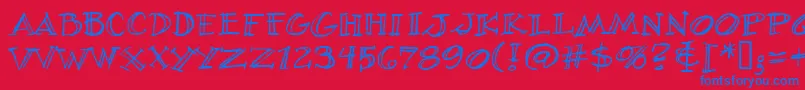 VillageIdiotBb Font – Blue Fonts on Red Background