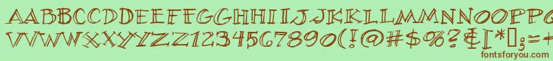 VillageIdiotBb-fontti – ruskeat fontit vihreällä taustalla